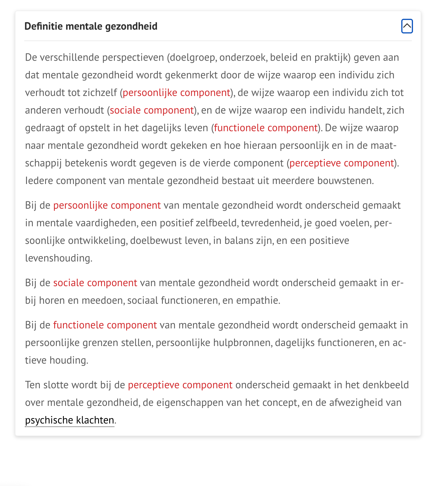 Trimbos Instituut definitie mentale gezondheid 2026-01-29